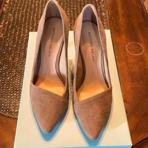 Antonio Melani suede sand colored heels